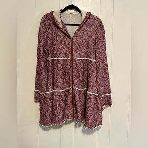 Free People Maroon Hooded Jacket